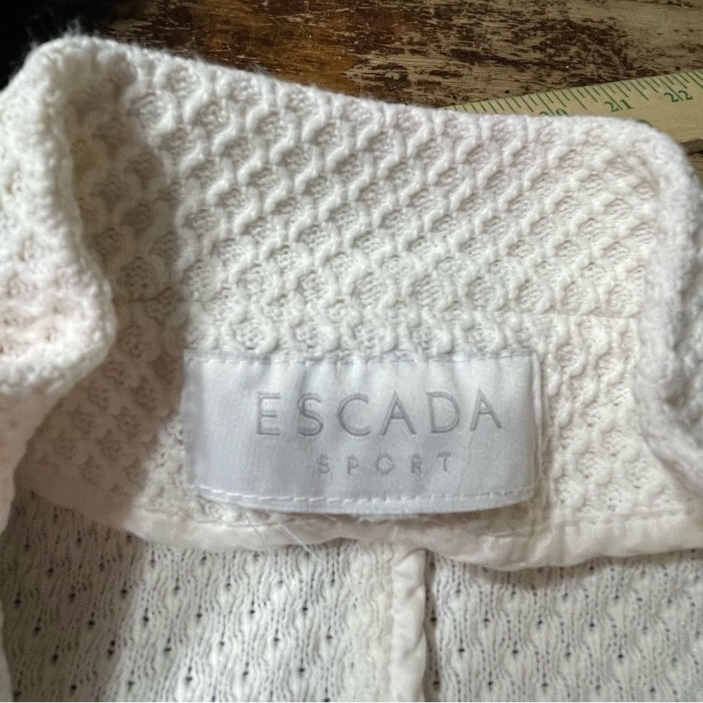 ESCADA SPORT Vintage White Waffle Knit Fitted Blazer Jacket Stand Up Collar XS - Picture 6 of 10